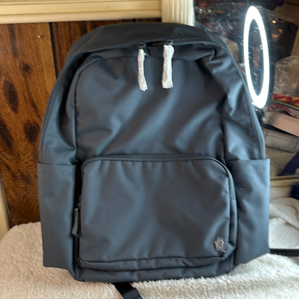 Lululemon Backpack Canvas Large color Ocean Blue/Green Zip Top Closure NWT